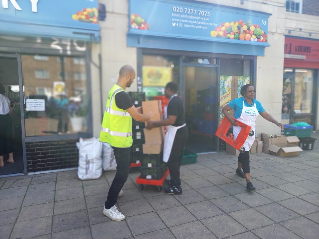 Delivery of food to a shop